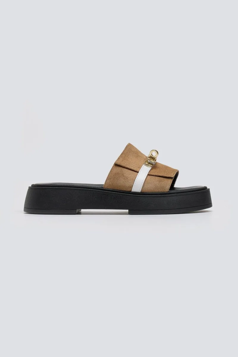 IRIS Suede Flatform Sandals Strap - PATRICIA (Flatforms) - Taupe