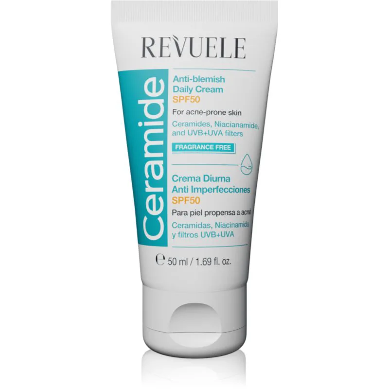Revuele Ceramide Anti-Blemish Daily Cream προστατευτική κρέμα ημέρας για προβληματική επιδερμίδα, ακμή SPF 50 50 ml
