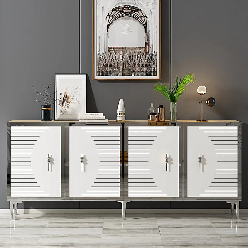 Κονσόλα Tuna 180 - Sapphire Oak, White, Silver 555Chm1332 (180x75x32 cm)