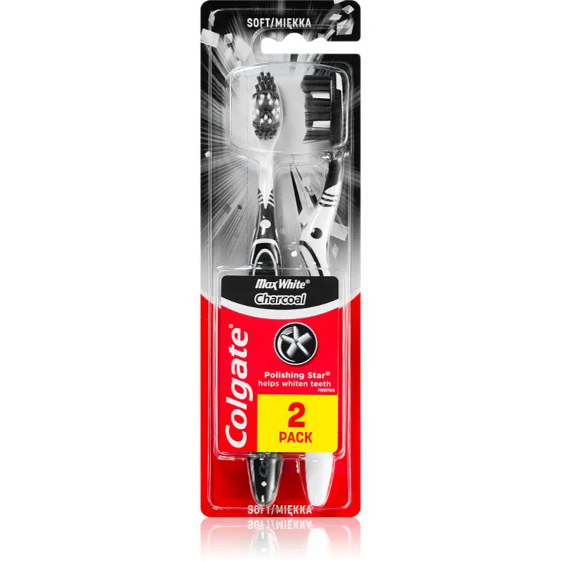Colgate Max White Charcoal οδοντόβουρτσα μαλακό 2 τμχ