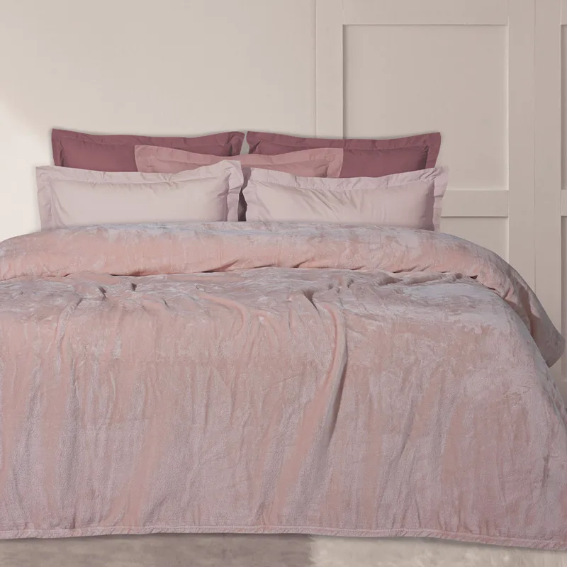 Κουβέρτα Fleece Υπέρδιπλη 220x240 Das Home Velour 1346 Ροζ 220x240
