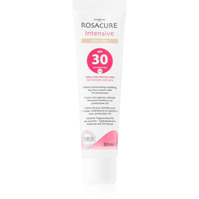 Synchroline Rosacure Intensive γαλάκτωμα με χρώμα για ευαίσθητη επιδερμίδα με τάση για ερυθρότητα SPF 30 απόχρωση Clair 30 ml