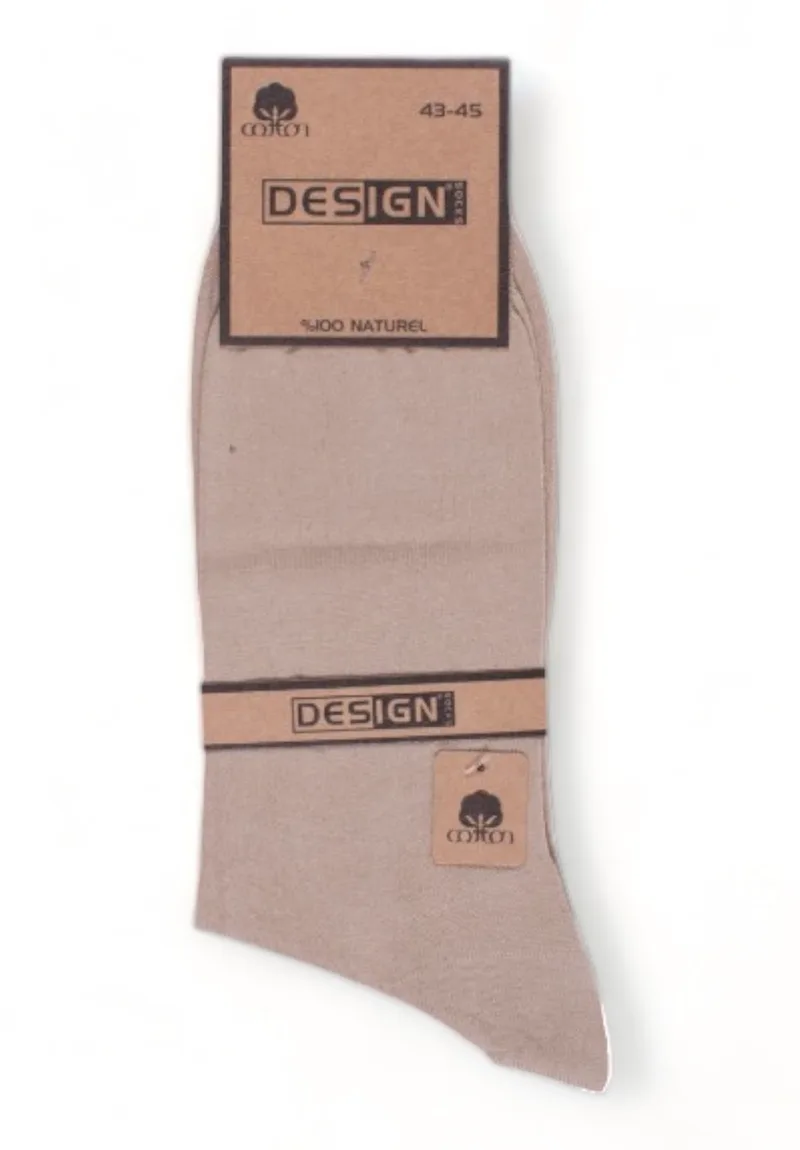 Κάλτσα ανδρική Design 100% βαμακερή DSN1055-Μπεζ