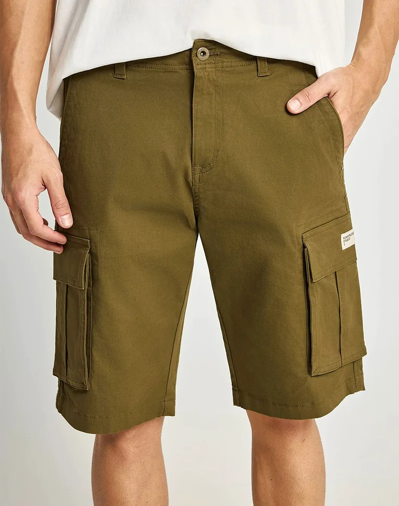 FUNKY BUDDHA Shorts FBM013-002-03-Dusty Olive DarkOliveGreen