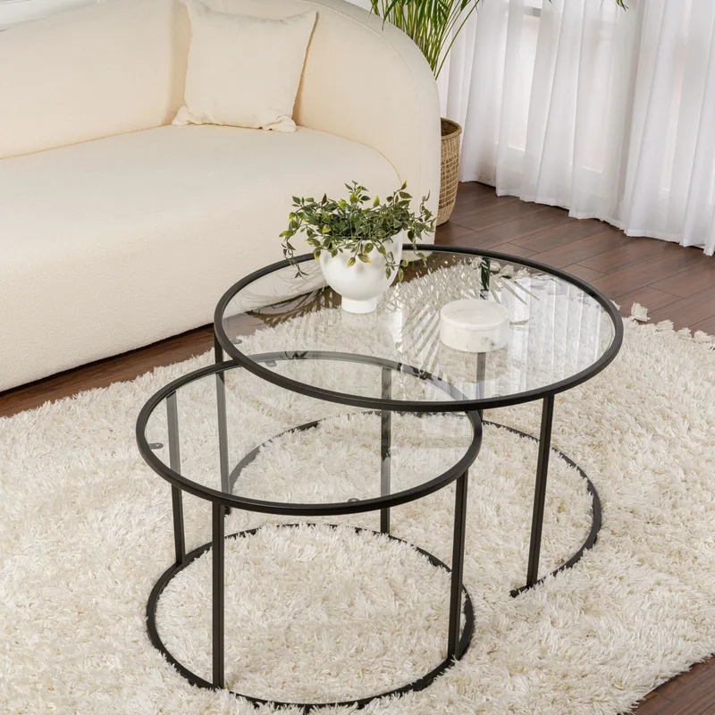 Σετ Τραπέζι Σαλονιού Black-Transparent-80-60 706Cln1143 (15x43x15)