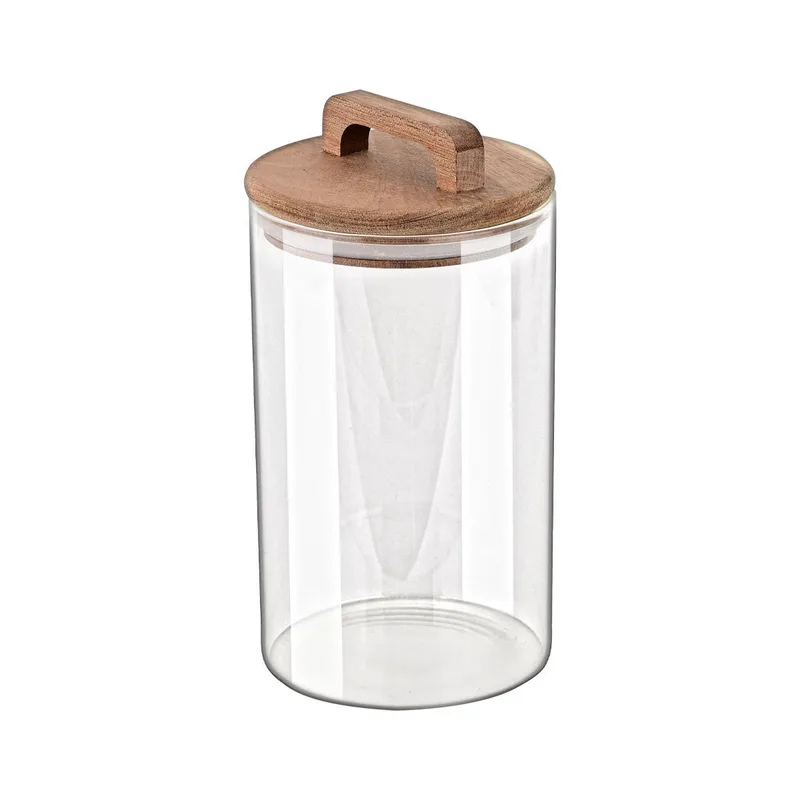 ESTIA ΔΟΧΕΙΟ ΑΠΟΘΗΚΕΥΣΗΣ ACACIA ΓΥΑΛΙΝΟ 1000ml 10x10x19cm 01-17484