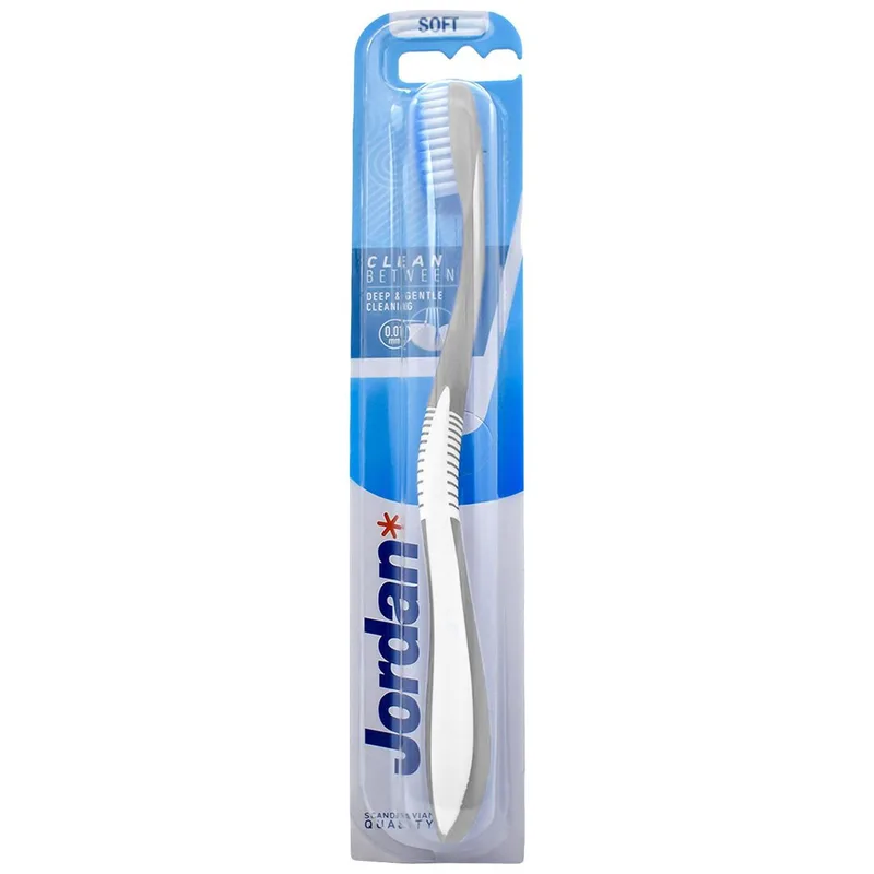 Jordan Clean Between Deep & Gentle Toothbrush Soft 0.01mm Μαλακή Οδοντόβουρτσα για Βαθύ Καθαρισμό με Εξαιρετικά Λεπτές Ίνες 1 Τεμάχιο - Γκρι