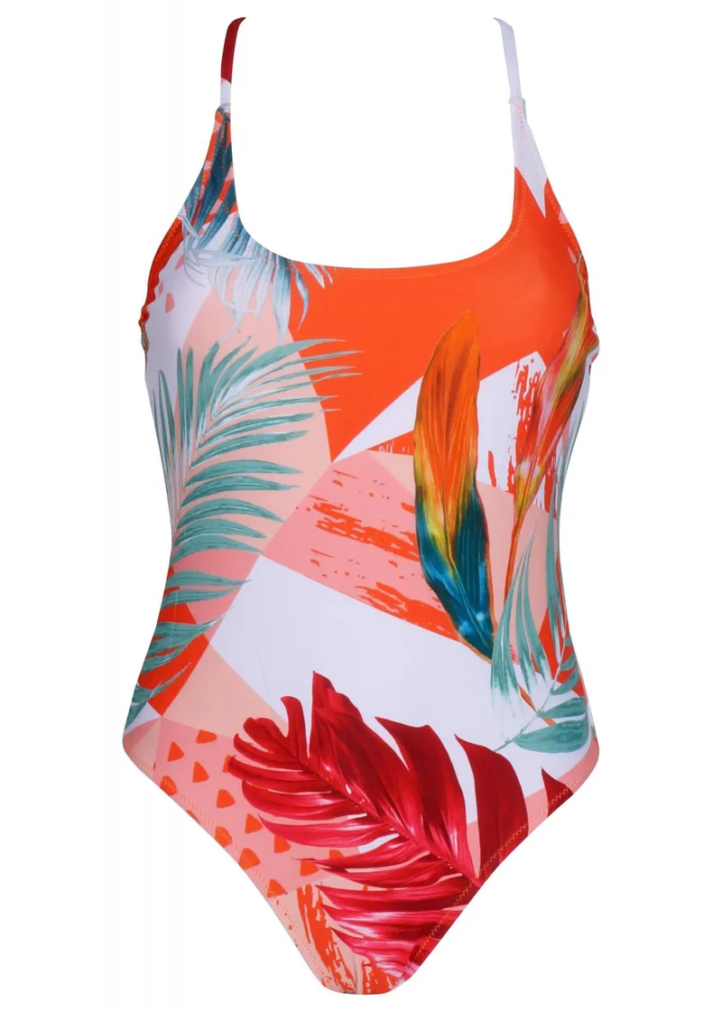 Γυναικείο ολόσωμο μαγιό floral print. Καλύπτει B Cup. Swimwear Collection. COPPER