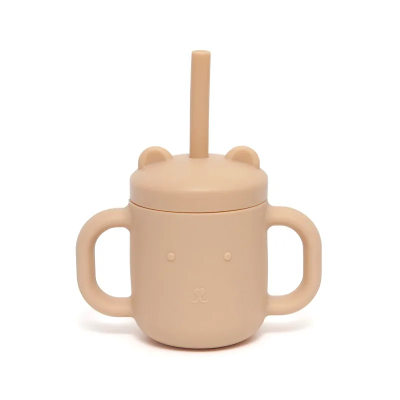 Ποτήρι Σιλικόνης Με Καλαμάκι 175ml Honey Peach Petit Monkey PTM-SCLS3 (Υλικό: Σιλικόνη, Χρώμα: Ροδακινί) - Petit Monkey - PTM-SCLS3