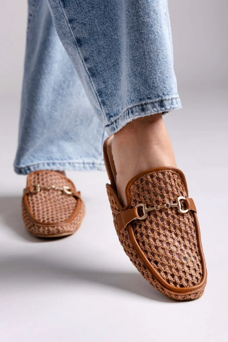 ERYNN Flat Mules with Transparency - 333-289 - Camel