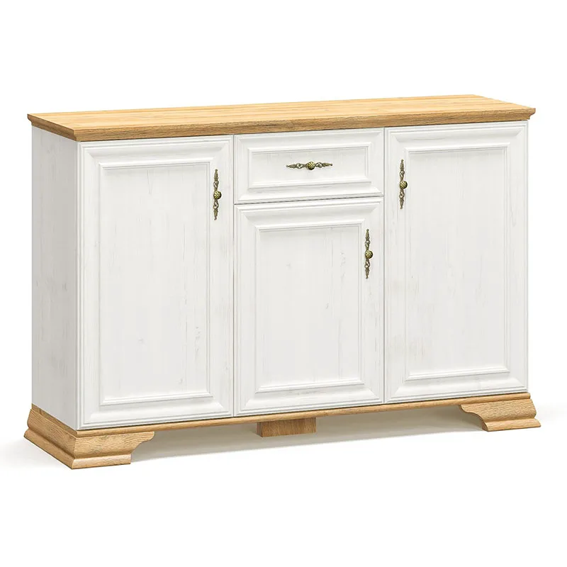 Μπουφές Jaden pakoworld golden oak-λευκό antique 137,5x39x88,5εκ - PAKO WORLD - 173-000027