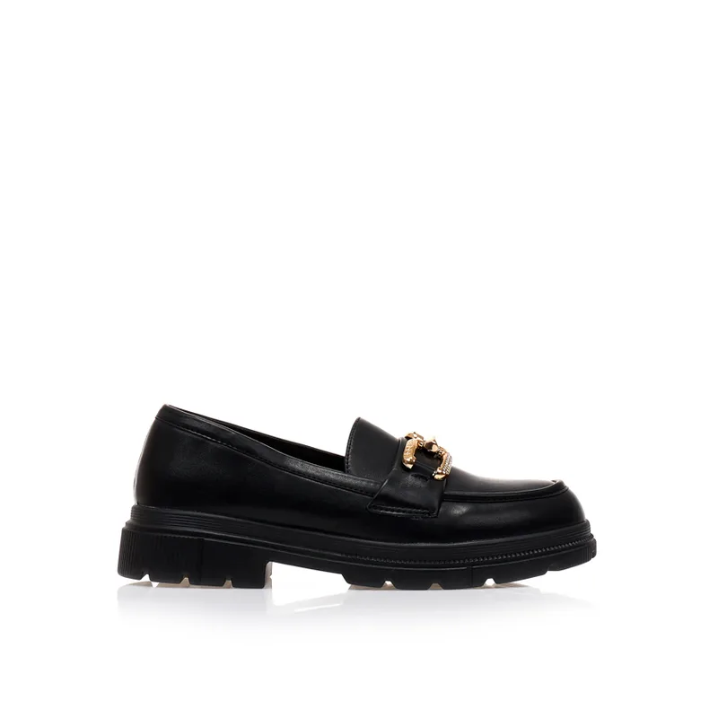 Oxfords μαύρα δερματίνη με αγκράφα και στρας ΜΑΥΡΟ