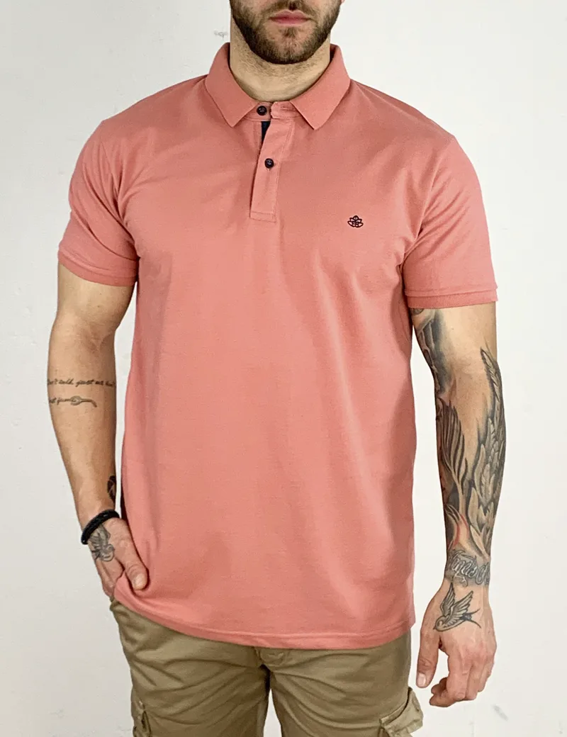 Everbest ανδρική σομόν Polo μπλούζα Plus Size 232840S