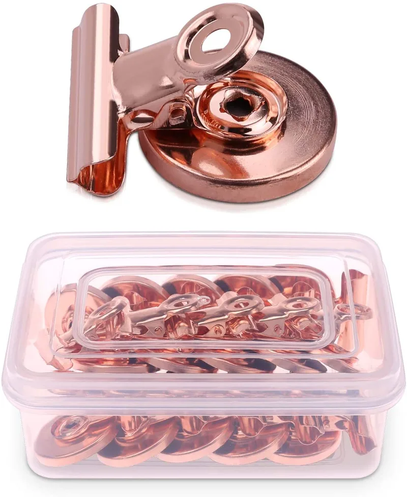 Navaris Fridge Magnet Clip Holders - Μαγνητάκια Ψυγείου με Κλιπ - 15 Τεμάχια - Rose Χρυσό (48475.81.15)