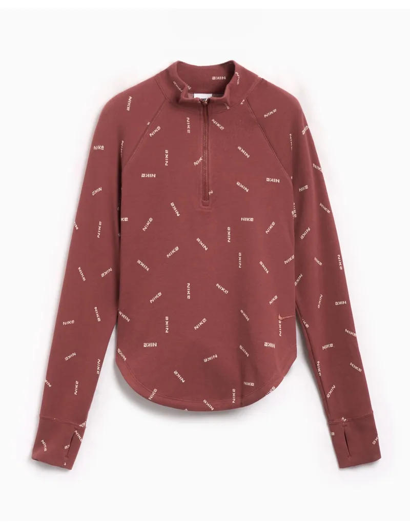 Nike Sportswear Collection Slim 12Zip Logo Top Red SepiaLight Orewood BrownRed Sepia FV7821218