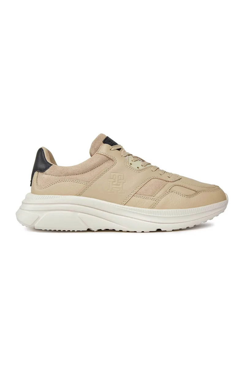 Tommy Hilfiger ανδρικά δερμάτινα sneakers "Modern Runner Premium" - FM0FM04879 Μπεζ