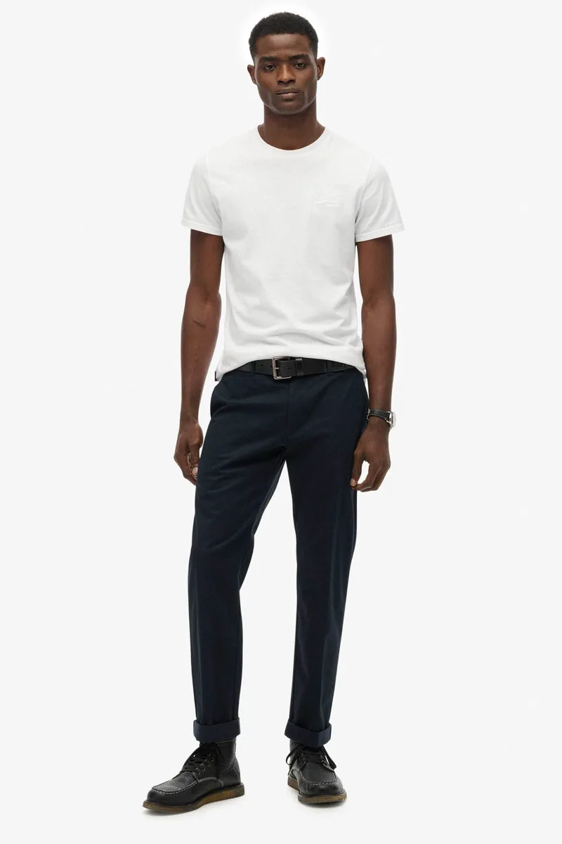 Superdry ανδρικό παντελόνι chino Straight Fit "Premium Regular" - M7011418A Μπλε Σκούρο