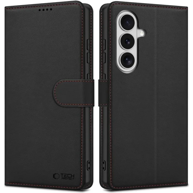 Θήκη Samsung Galaxy S26 Tech-Protect Wallet Galaxy Πορτοφόλι από Οικολογικό Δέρμα - Black / Red (5906302390403)