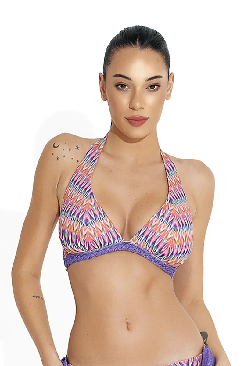 Bluepoint γυναικείο μαγιό bikini top τριγωνάκι δετό από Lurex ύφασμα "Indiana" (D Cup)-26066030D-11