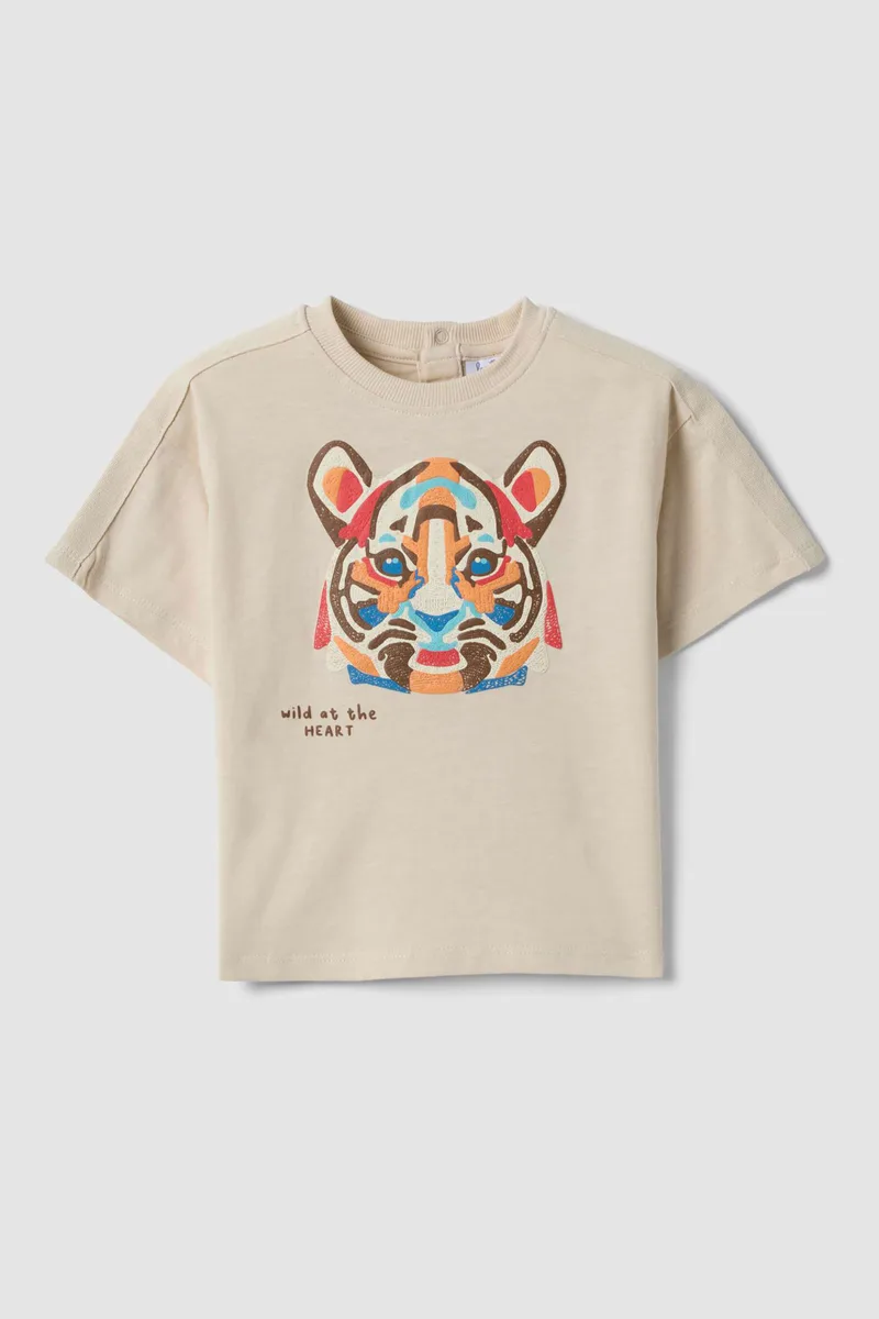 OVS βρεφικό T-shirt με print Regular Fit - 002686526 Μπεζ