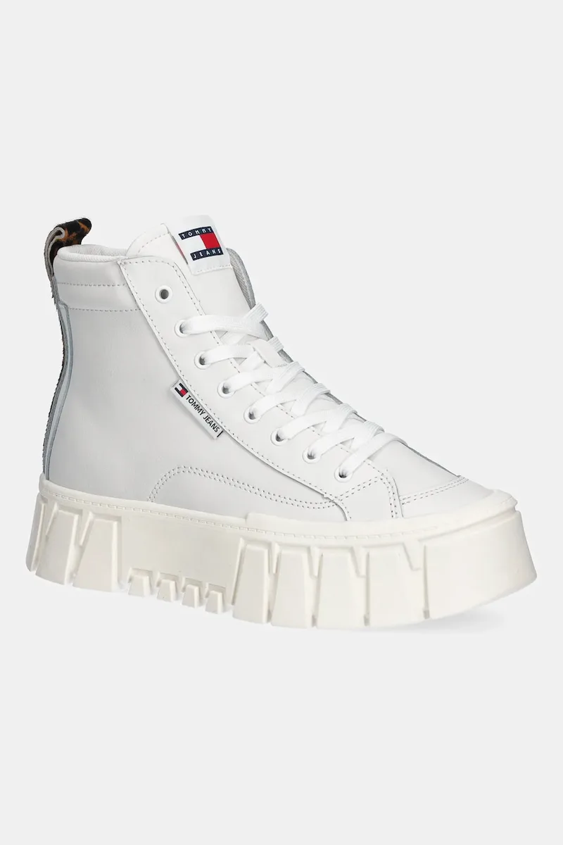 Δερμάτινα sneakers Tommy Jeans TJW VULC FLATFORM LEOPARD
