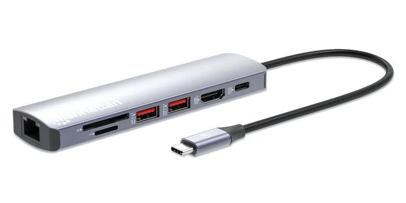 MANHATTAN 7-in-1 4K USB-C Dockingstation — 1x HDMI, 2x USB, 10 Gb/s