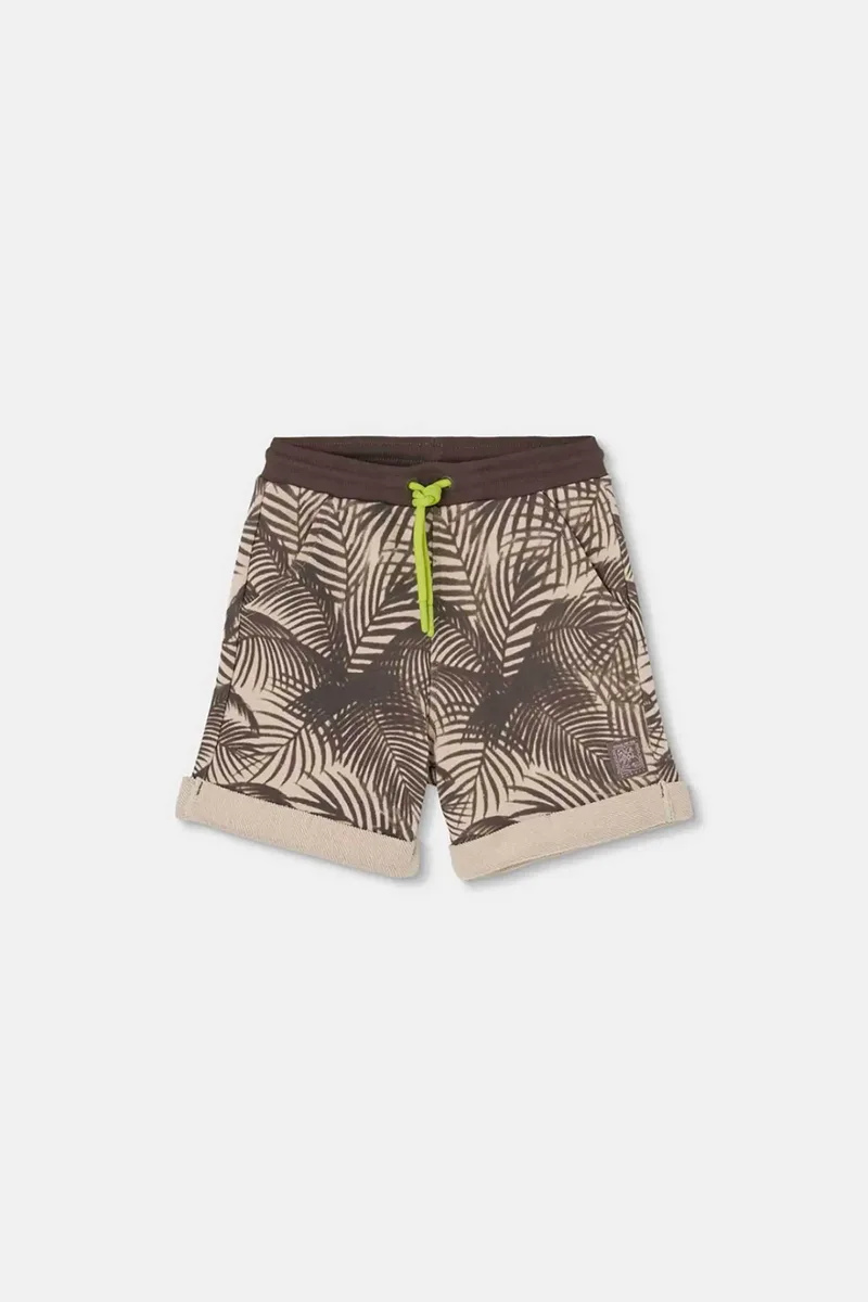 Boboli παιδική βερμούδα με φερμουάρ με floral print - 623090 Χακί