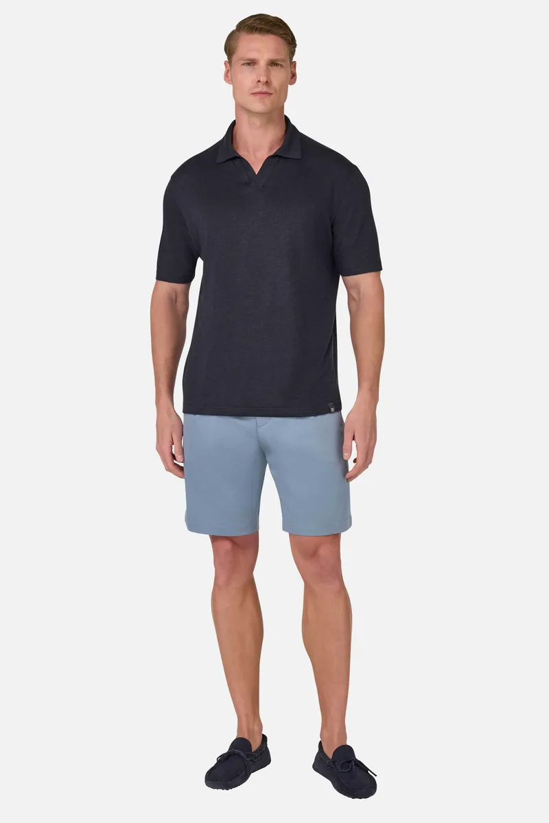 Boggi Milano ανδρική βερμούδα μονόχρωμη Regular Fit - BO25P037406 Μπλε