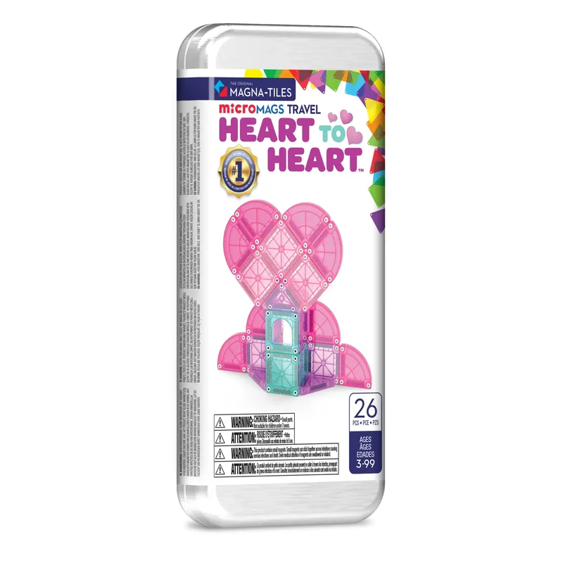 MAGNA-TILES microMAGS Heart to Heart Travel Set 26 Τεμάχια – Μικρά Μαγνητικά Πλακίδια STEM Ταξιδιού