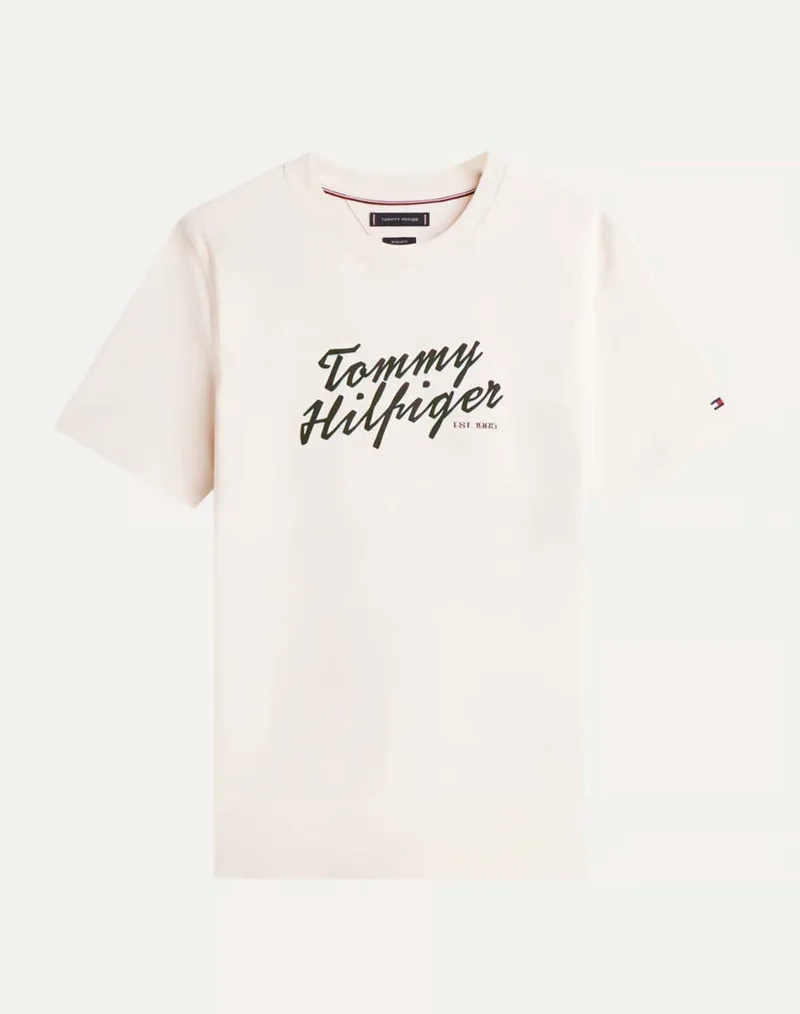 TOMMY HILFIGER SUMMER TEXT GRAPHIC TEE MW0MW42385-ACJ OffWhite