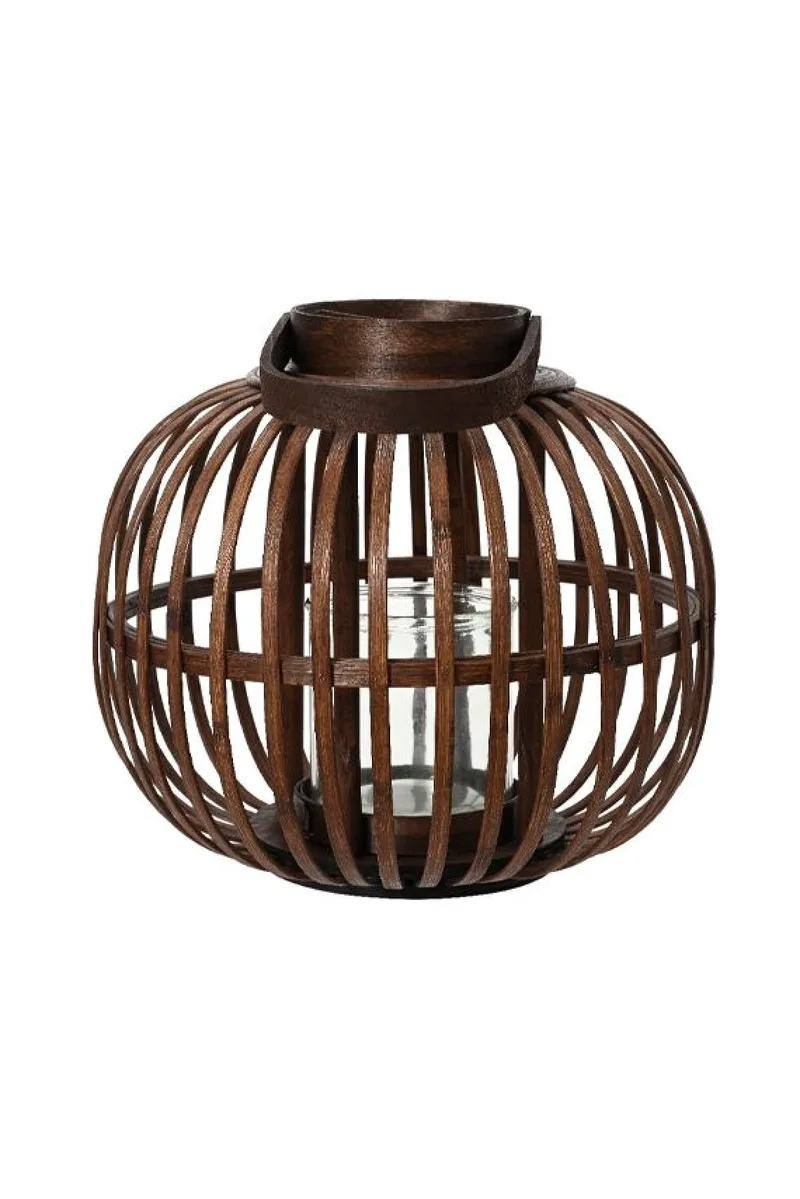 Φαναρι Απο Ξυλο Bamboo Με Λαβη 29Cm 29x29x26cm Μονόχρωμο Kaeming