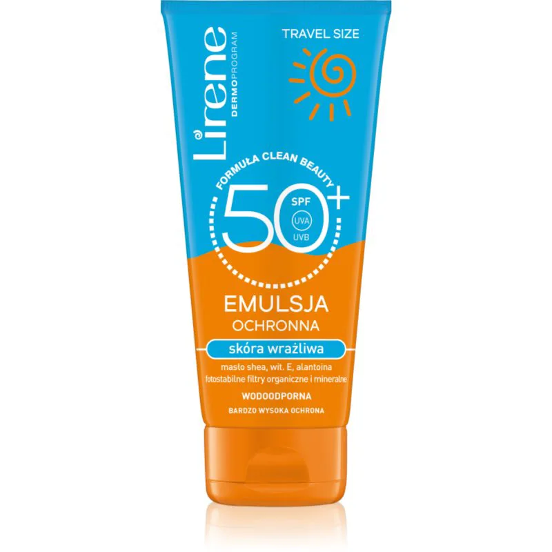 Lirene Sun care καταπραϋντικό προστατευτικό γαλάκτωμα για ευαίσθητη επιδερμίδα SPF 50+ 90 ml