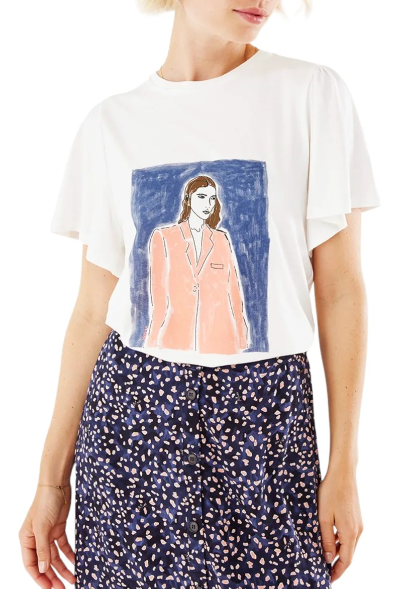 Μπλούζα Κοντομάνικη Mexx Fluttersleeve TU2131023W-Off white Γυναικείο