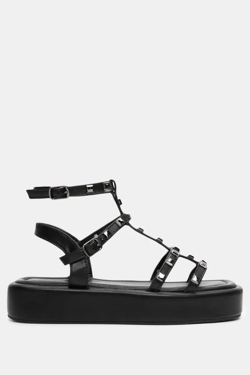 Σανδάλια Flatform Gladiator με Τρουκς - Μαύρο
