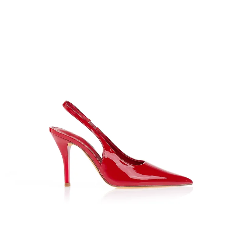 Γόβες slingback λουστρίνι μυτερές ΚΟΚΚΙΝΟ