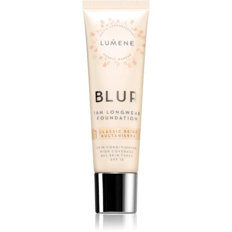 Lumene Blur 16h Longwear μακράς διαρκείας μεικ απ SPF 15 απόχρωση 1 Classic Μπεζ (Warm) 30 ml