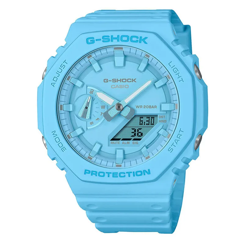 CASIO G-SHOCK Chronograph Light Blue Biosourced Strap GA-2100-2A2ER