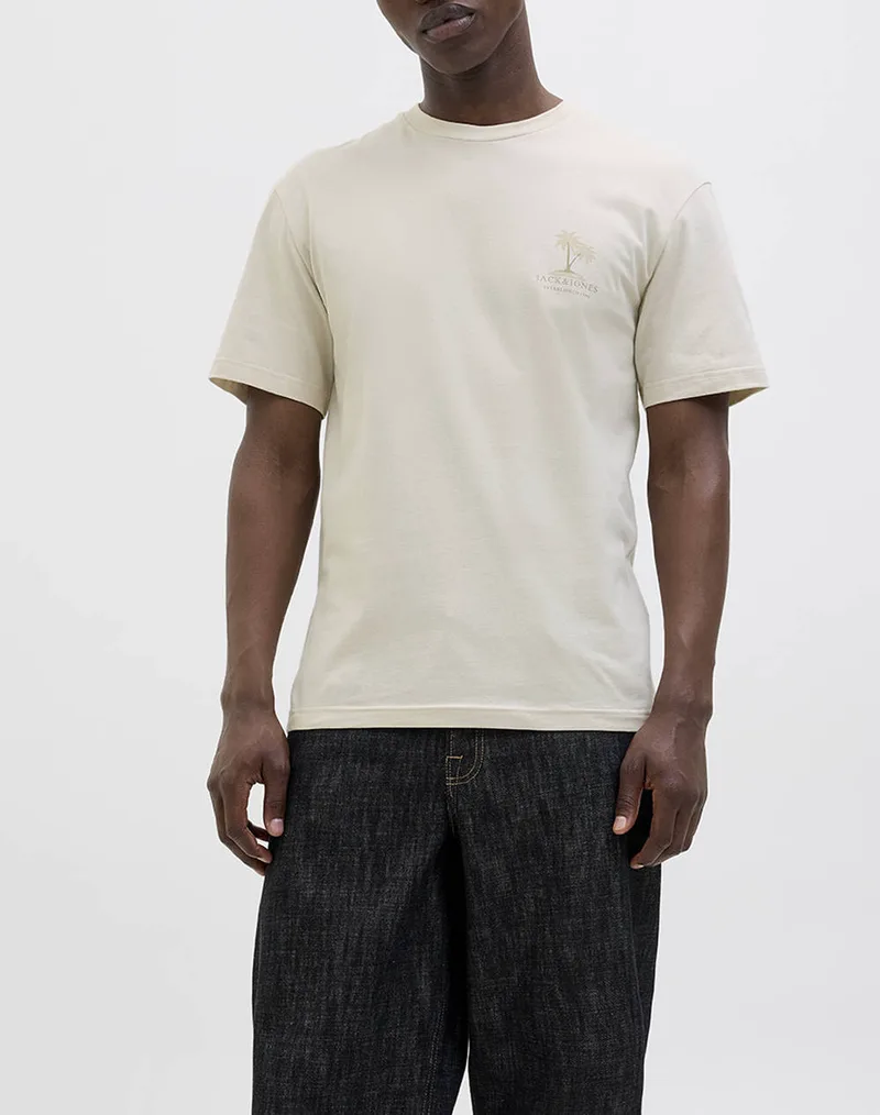 JACK&JONES JJSUMMER VIBES TEE SS CREW NECK LN 12269372-Moonbeam Ecru