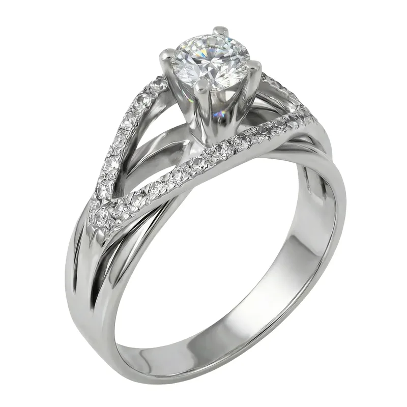Λευκόχρυσο μονόπετρο με διαμάντια 18K 027002 027002 Χρυσός 18 Καράτια