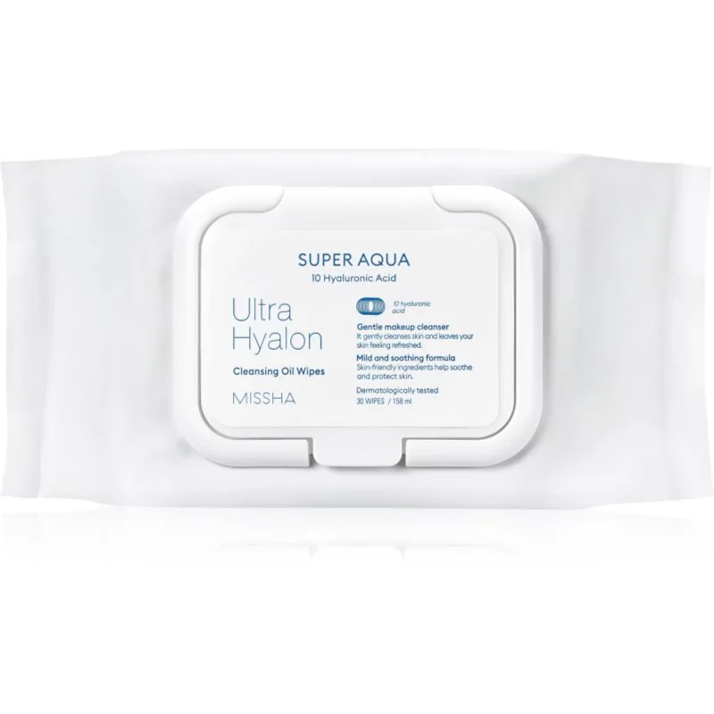 Missha Super Aqua 10 Hyaluronic Acid καθαριστικά μαντηλάκια και ντεμακιγιάζ 30 τμχ
