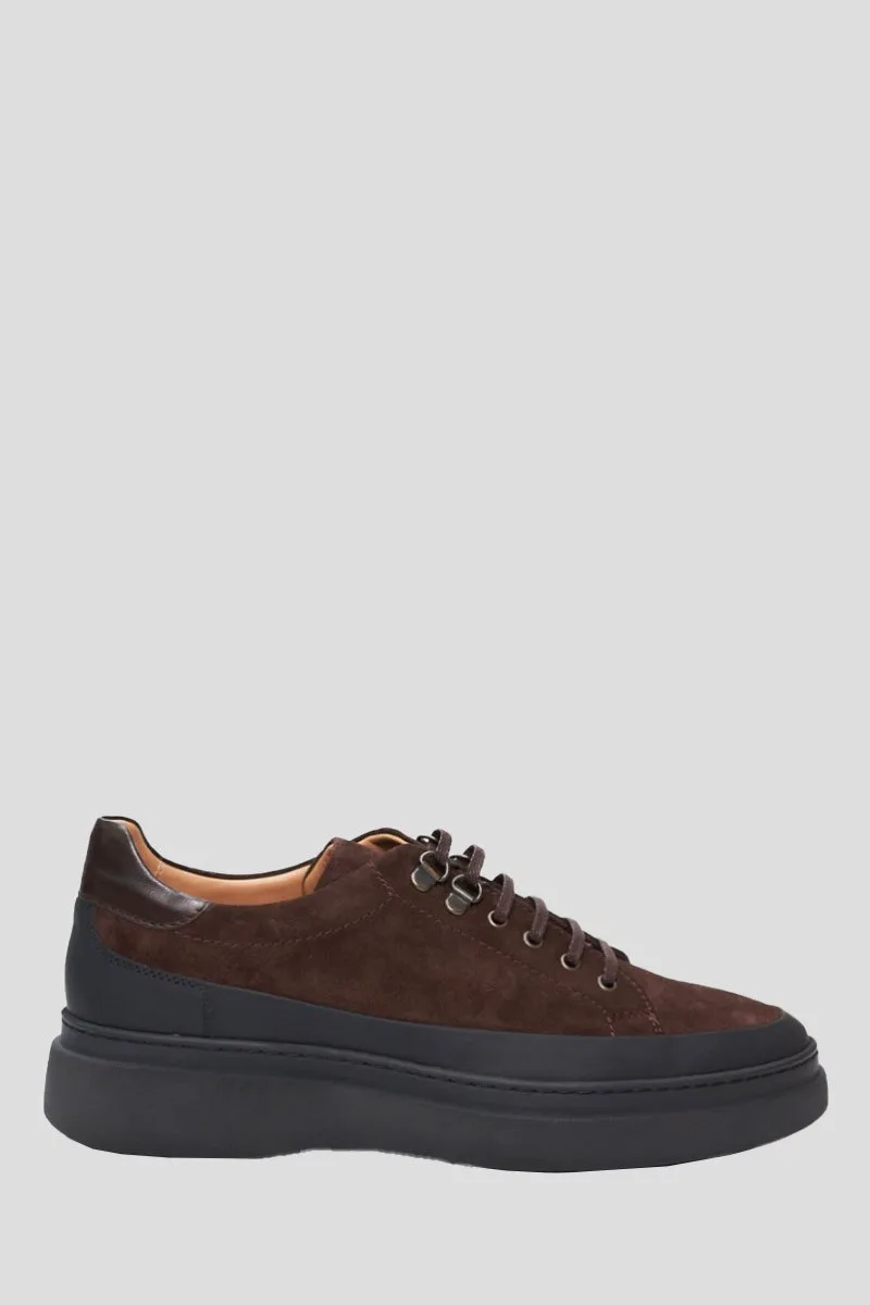 PHILIPPE LANG Ανδρικό Καφέ Lace up Leather Sneakers
