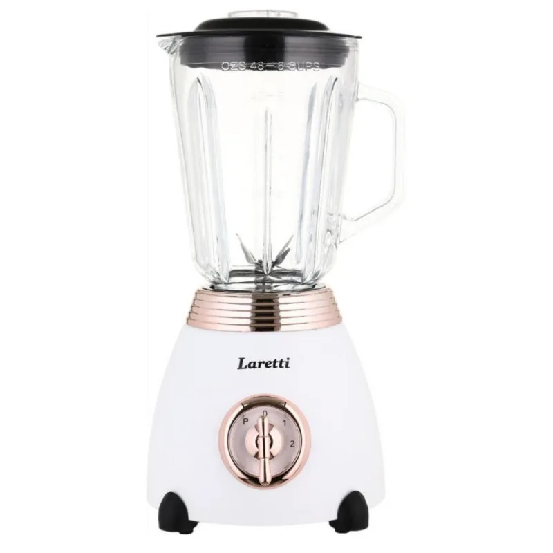 Μπλέντερ Laretti LR-FP7310, 500W, 1.5 l, Ανοξείδωτες λεπίδες, 2 ταχύτητες + παλμός, Μηχανισμός κλειδώματος, Λευκό