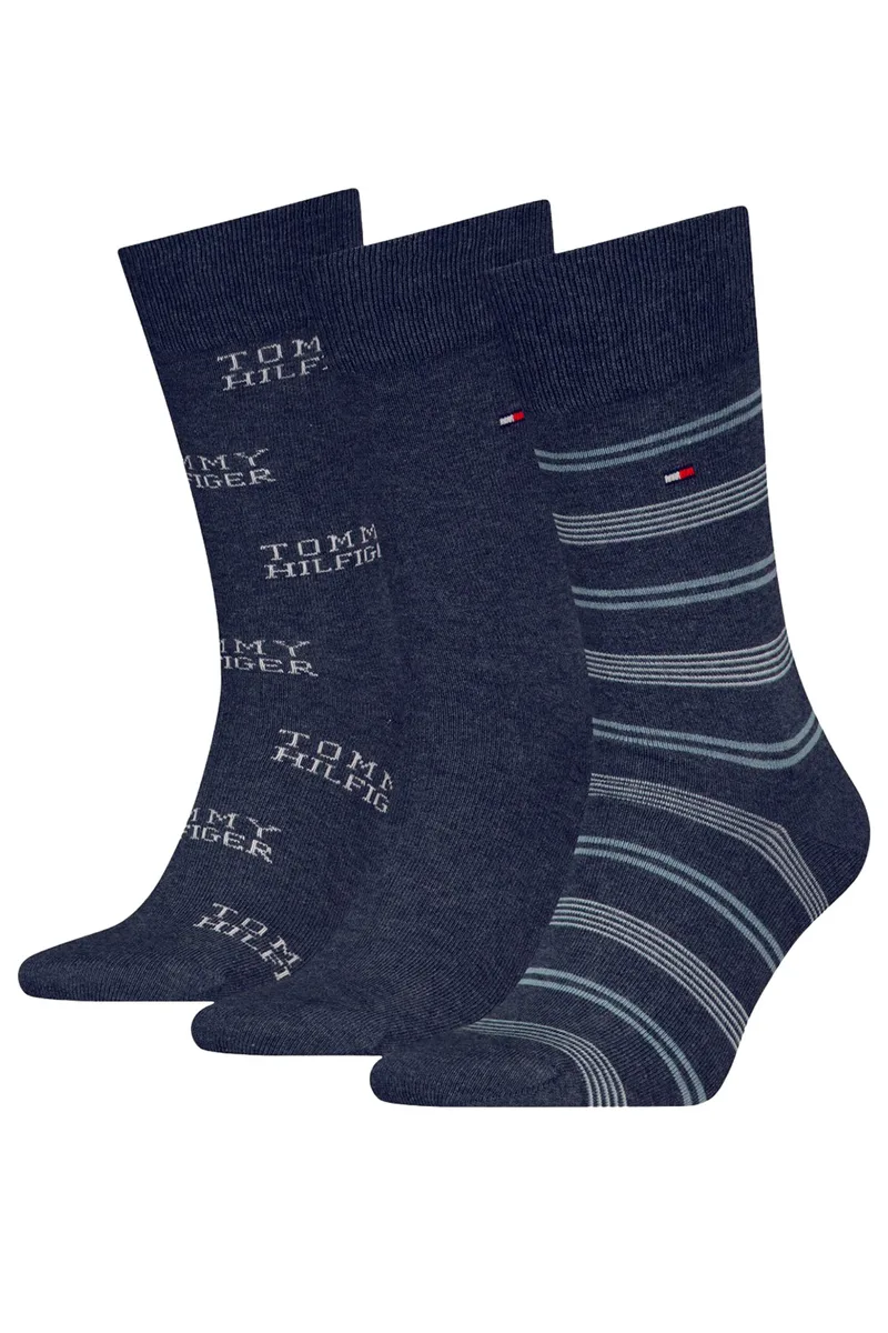Tommy Hilfiger ανδρικές κάλτσες TH Men Socks Gift Box Tommy Stripe (Συσκ. 3 ζεύγη)-701229783-003