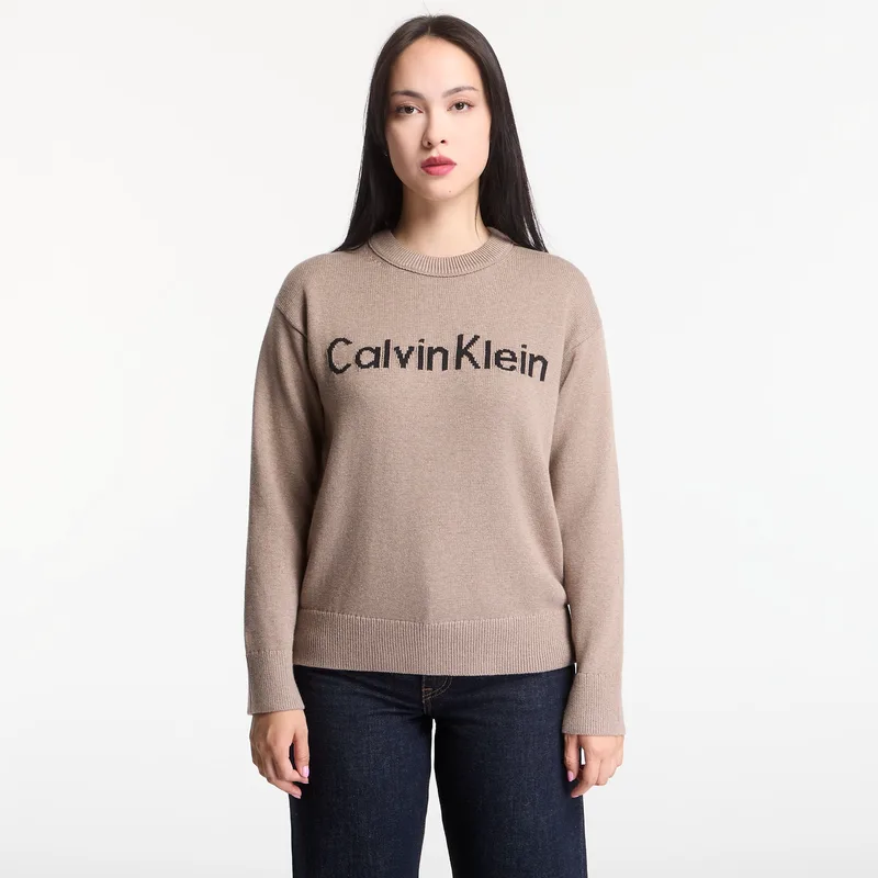 Πουλόβερ Calvin Klein Jeans Contrast Logo Ls Sweater Shiitake Melange S