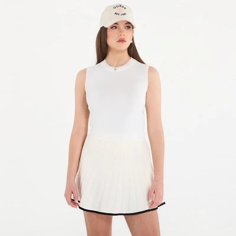 GUESS Gabry Sleeveless Sweater Top Neige White XS