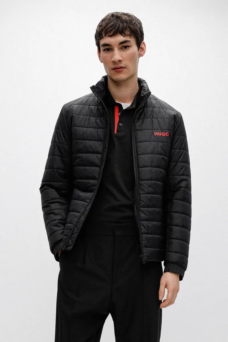 Hugo Boss ανδρικό μπουφάν καπιτονέ με ψηλό γιακά και logo print "Benti" - 50468719 Μαύρο