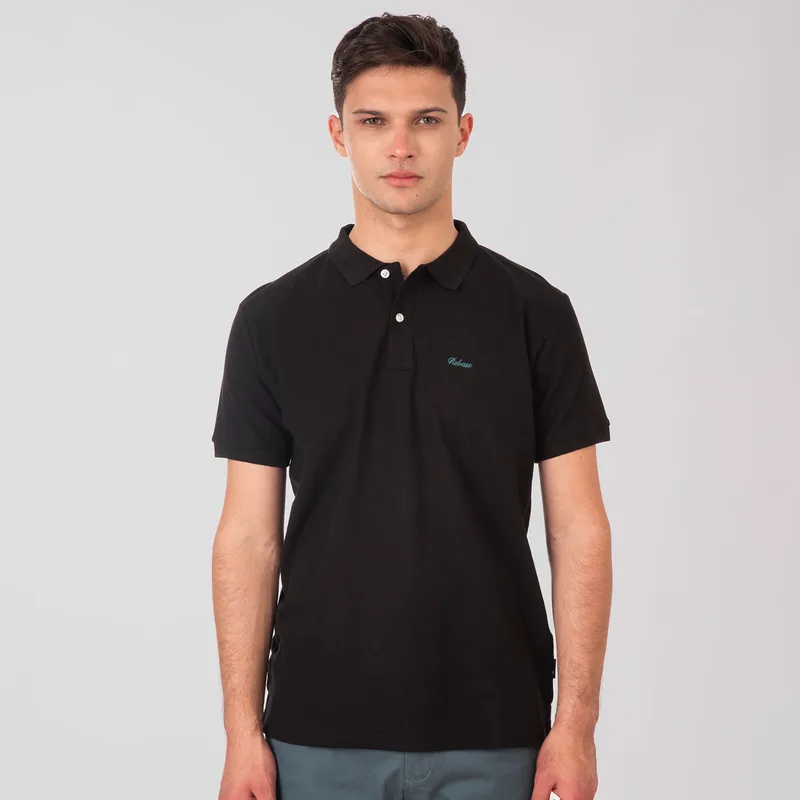 REBASE POLO PIQUE T-SHIRT ΜΑΥΡΟ
