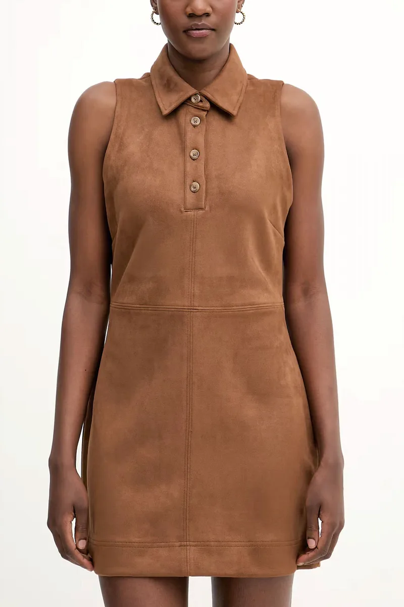 DKNY ΦΟΡΕΜΑ POLO MINI SUEDE ΚΑΦΕ