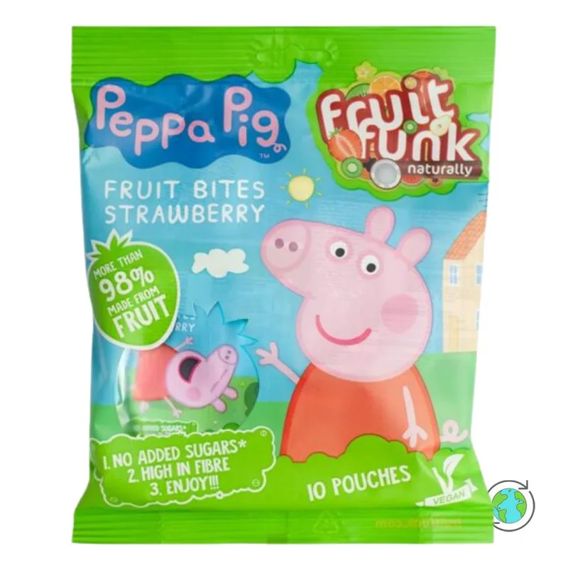 Παιδική Πολυσυσκευασία Peppa Pig Fruit Bites με γεύση Φράουλα - FruitFunk - 10x10γρ No Sugar Added Gluten Free Vegan Palm Oil Free