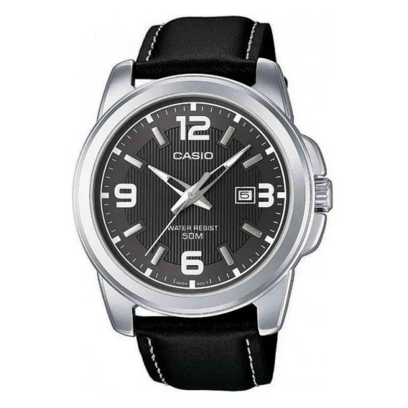 CASIO Collection Men’s Black Leather Strap MTP-1314PL-8AVEF